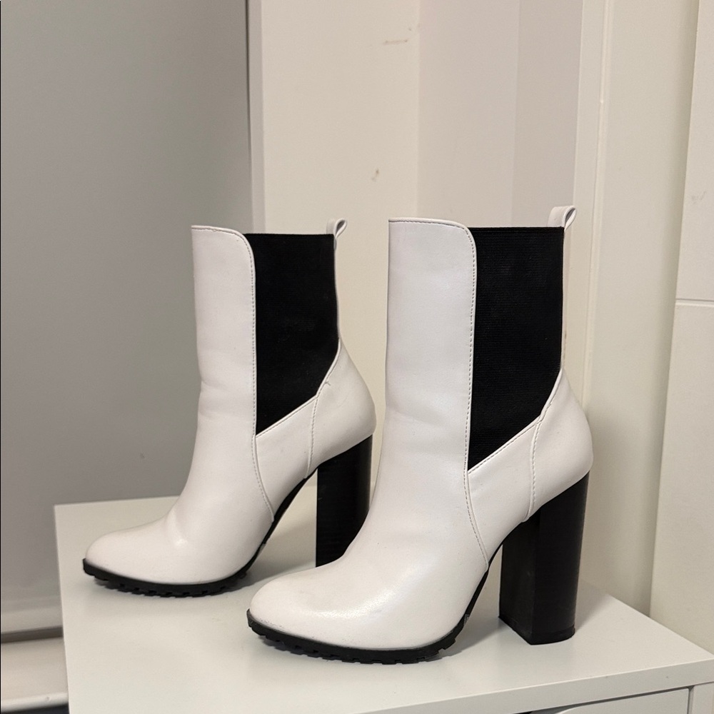 Forever 21 Black and White Heeled Boots